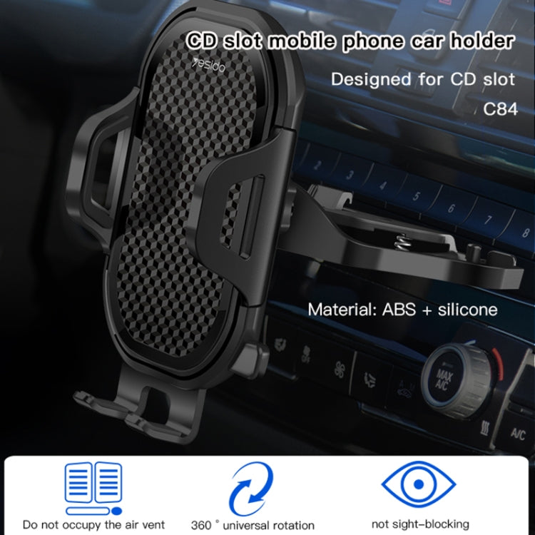 Yesido C84 360 Degree Rotating CD Port Car Phone Holder(Black) - Car Holders by Yesido | Online Shopping UK | buy2fix