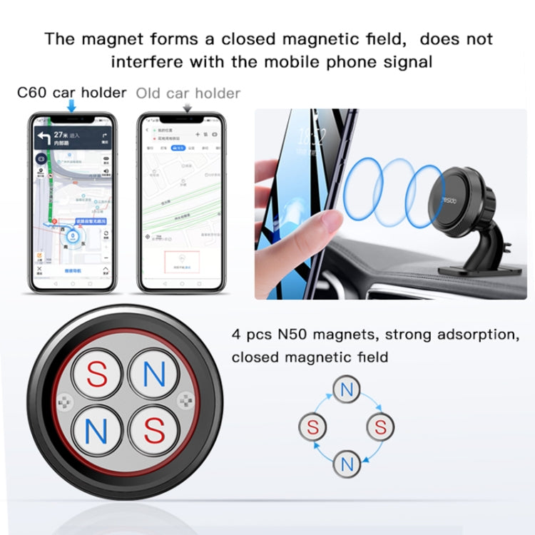 Yesido C60 Car 360 Degree Rotation Magnetic Phone Holder(Black) - Universal Car Holders by Yesido | Online Shopping UK | buy2fix