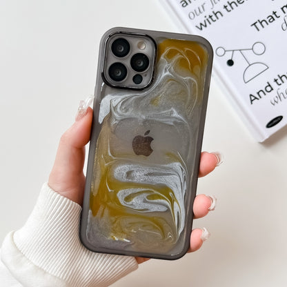 For iPhone 12 Pro Oil Painting Electroplating TPU Phone Case(Grey) - iPhone 12 / 12 Pro Cases by buy2fix | Online Shopping UK | buy2fix