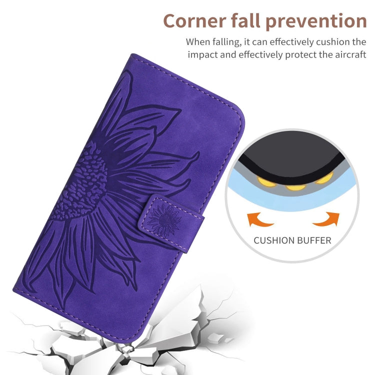 For Xiaomi Poco F5 Skin Feel Sun Flower Embossed Flip Leather Phone Case with Lanyard(Dark Purple) - Xiaomi Cases by buy2fix | Online Shopping UK | buy2fix