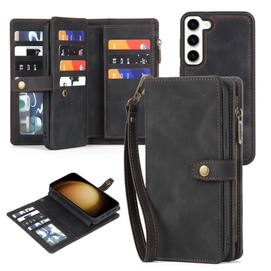 For Samsung Galaxy S23 5G Zipper Wallet Detachable MagSafe Leather Phone Case(Black) - Galaxy S23 5G Cases by buy2fix | Online Shopping UK | buy2fix