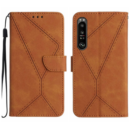 For Sony Xperia 1 IV Stitching Embossed Leather Phone Case(Brown) - Sony Cases by buy2fix | Online Shopping UK | buy2fix