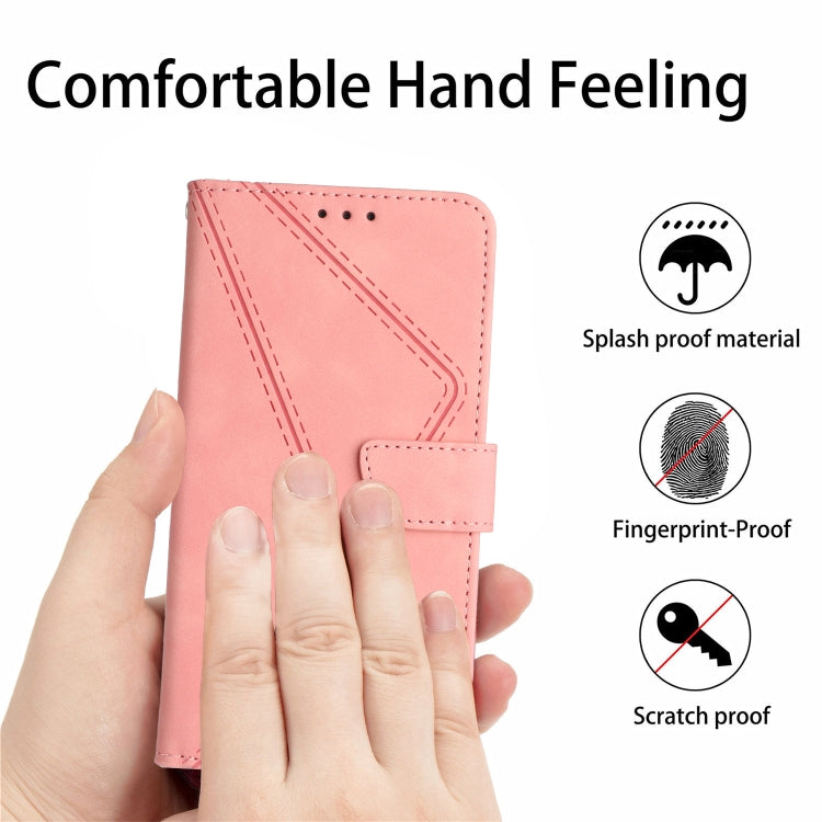For Xiaomi Redmi Note 12 5G Stitching Embossed Leather Phone Case(Pink) - Note 12 Cases by buy2fix | Online Shopping UK | buy2fix