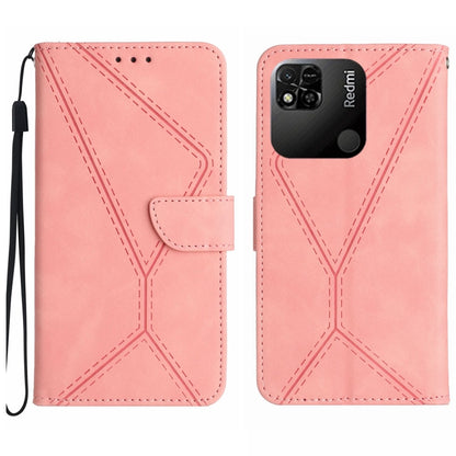 For Xiaomi Redmi 10A Stitching Embossed Leather Phone Case(Pink) - Xiaomi Cases by buy2fix | Online Shopping UK | buy2fix