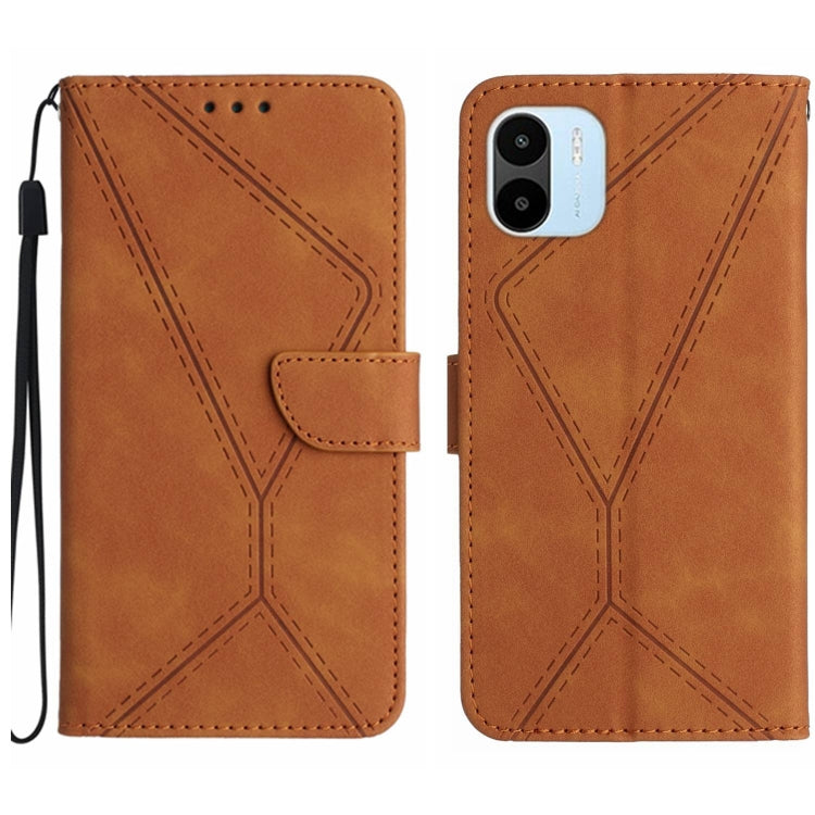 For Xiaomi Redmi A1+ / A2+ Stitching Embossed Leather Phone Case(Brown) - Xiaomi Cases by buy2fix | Online Shopping UK | buy2fix