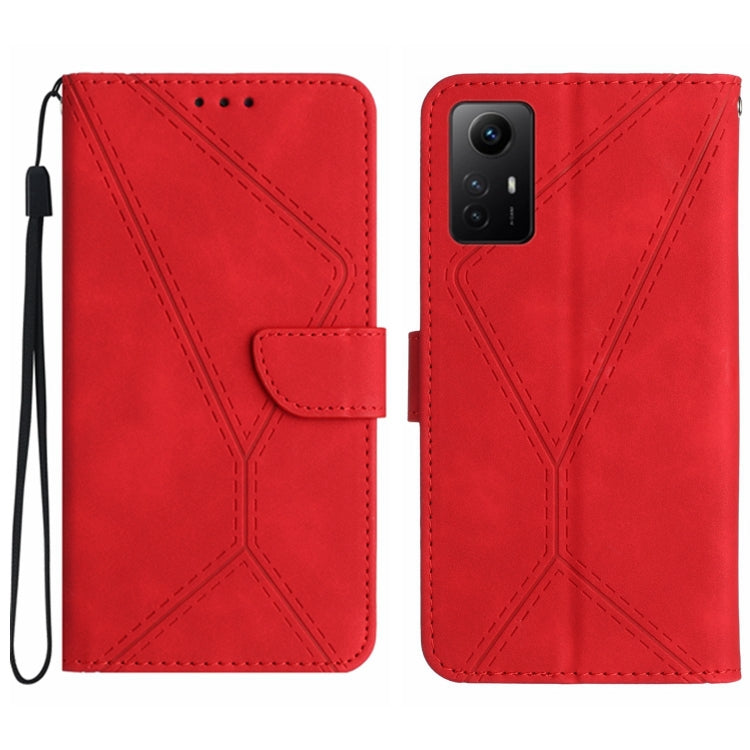 For Xiaomi Redmi Note 12S Stitching Embossed Leather Phone Case(Red) - Xiaomi Cases by buy2fix | Online Shopping UK | buy2fix