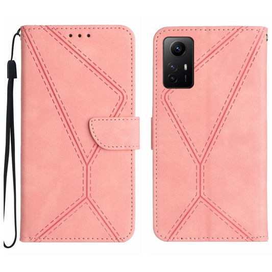 For Xiaomi Redmi Note 12S Stitching Embossed Leather Phone Case(Pink) - Xiaomi Cases by buy2fix | Online Shopping UK | buy2fix