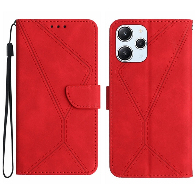 For Xiaomi Redmi 12 4G Global Stitching Embossed Leather Phone Case(Red) - Xiaomi Cases by buy2fix | Online Shopping UK | buy2fix