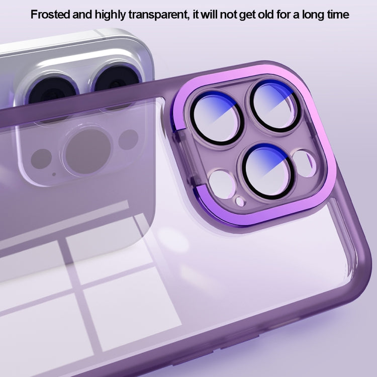 For iPhone 15 Pro Max Invisible Lens Bracket Matte Transparent MagSafe Phone Case(Purple) - iPhone 15 Pro Max Cases by buy2fix | Online Shopping UK | buy2fix