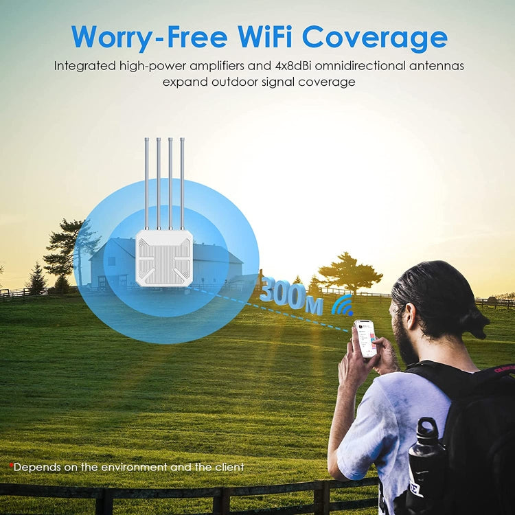 Wavlink WN573HX1 WiFi 6 AX1800 Dual Band Long Range Outdoor WiFi Extender(US Plug) - Broadband Amplifiers by buy2fix | Online Shopping UK | buy2fix