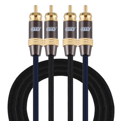 EMK 2 x RCA Male to 2 x RCA Male Gold Plated Connector Nylon Braid Coaxial Audio Cable for TV / Amplifier / Home Theater / DVD, Cable Length:1.5m(Black) -  by EMK | Online Shopping UK | buy2fix