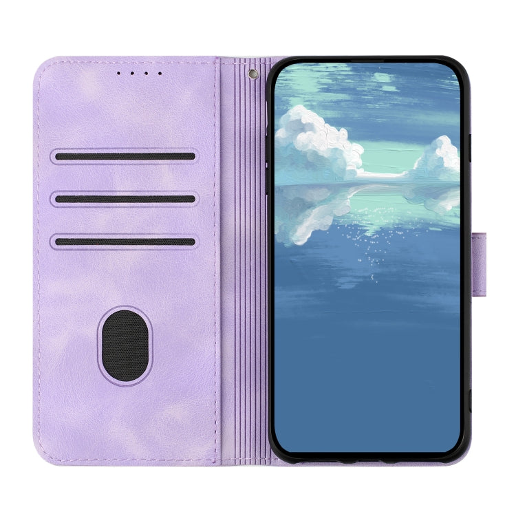 For Samsung Galaxy S21 Ultra 5G Line Pattern Skin Feel Leather Phone Case(Light Purple) - Galaxy S21 Ultra 5G Cases by buy2fix | Online Shopping UK | buy2fix