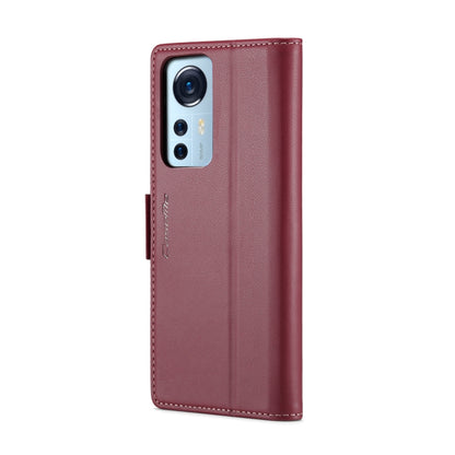 For Xiaomi 12 / 12X / 12S CaseMe 023 Butterfly Buckle Litchi Texture RFID Anti-theft Leather Phone Case(Wine Red) - 12 Cases by CaseMe | Online Shopping UK | buy2fix