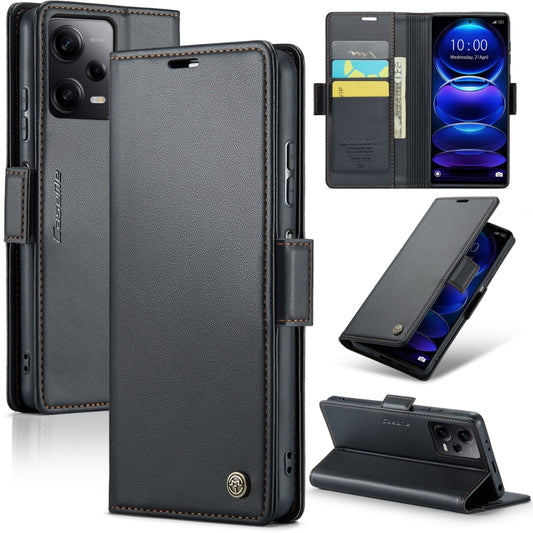 CaseMe 023 Butterfly Buckle Litchi Texture RFID Anti-theft Leather Phone Case For Xiaomi Poco X5 Pro 5G/Redmi Note 12 Pro 5G Global(Black) - Xiaomi Cases by CaseMe | Online Shopping UK | buy2fix
