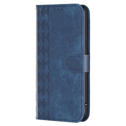 For Xiaomi 12 Pro Plaid Embossed Leather Phone Case(Blue) - 12 Pro Cases by buy2fix | Online Shopping UK | buy2fix