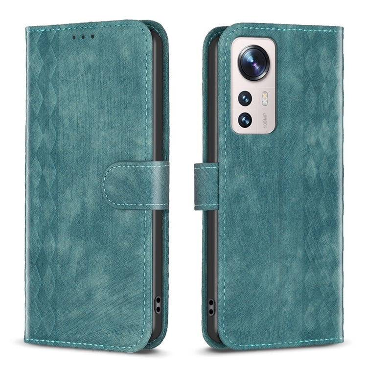 For Xiaomi 12 Lite Plaid Embossed Leather Phone Case(Green) - Xiaomi Cases by buy2fix | Online Shopping UK | buy2fix