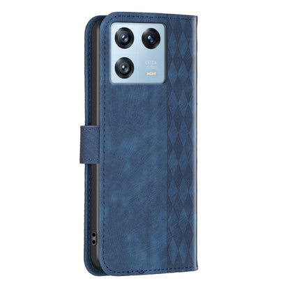For Xiaomi 13 Pro Plaid Embossed Leather Phone Case(Blue) - 13 Pro Cases by buy2fix | Online Shopping UK | buy2fix