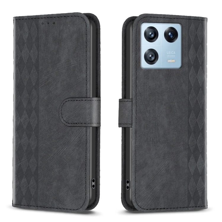 For Xiaomi 13 Pro Plaid Embossed Leather Phone Case(Black) - 13 Pro Cases by buy2fix | Online Shopping UK | buy2fix