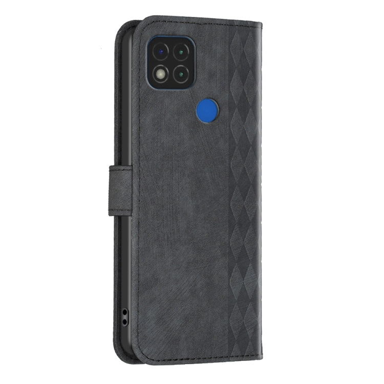 For Xiaomi Redmi 9C Plaid Embossed Leather Phone Case(Black) - Xiaomi Cases by buy2fix | Online Shopping UK | buy2fix