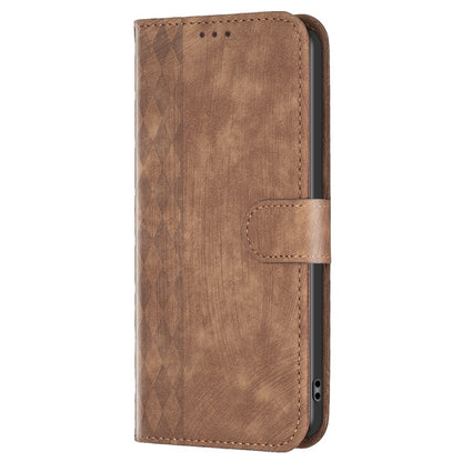 For Xiaomi Redmi 10 5G / Note 11E Plaid Embossed Leather Phone Case(Brown) - Xiaomi Cases by buy2fix | Online Shopping UK | buy2fix