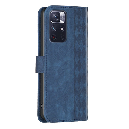 For Xiaomi Redmi Note 12S 4G / Note 11 Plaid Embossed Leather Phone Case(Blue) - Xiaomi Cases by buy2fix | Online Shopping UK | buy2fix