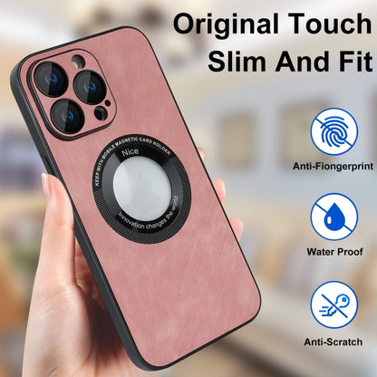 For iPhone 14 Pro Skin Feel Leather MagSafe Magnetic Phone Case(Pink) - iPhone 14 Pro Cases by buy2fix | Online Shopping UK | buy2fix