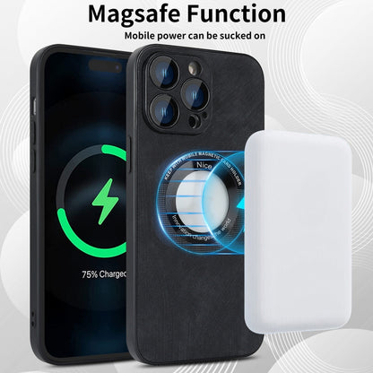 For iPhone 14 Pro Skin Feel Leather MagSafe Magnetic Phone Case(Black) - iPhone 14 Pro Cases by buy2fix | Online Shopping UK | buy2fix