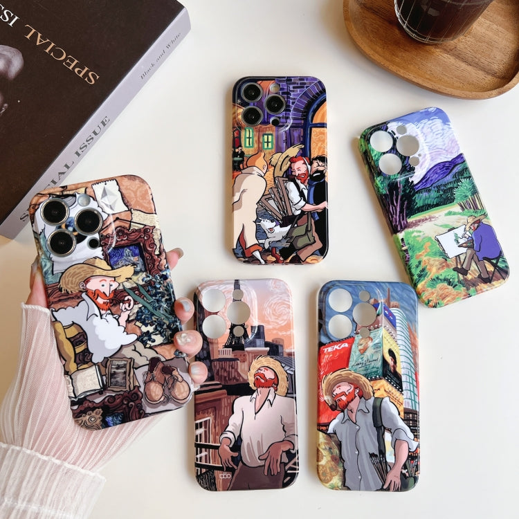 For iPhone 13 Precise Hole Oil Painting Pattern PC Phone Case(Tobacco Pipe) - iPhone 13 Cases by buy2fix | Online Shopping UK | buy2fix