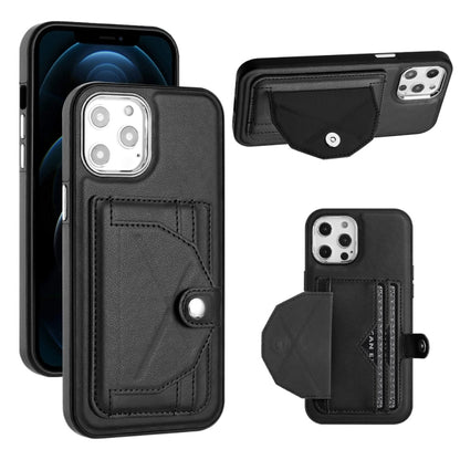 For iPhone 12 Pro Max Shockproof Leather Phone Case with Card Holder(Black) - iPhone 12 Pro Max Cases by buy2fix | Online Shopping UK | buy2fix