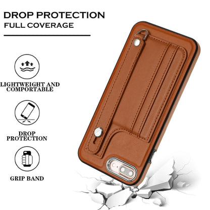For iPhone 6 Plus/7 Plus/8 Plus Shockproof Leather Phone Case with Wrist Strap(Brown) - More iPhone Cases by buy2fix | Online Shopping UK | buy2fix