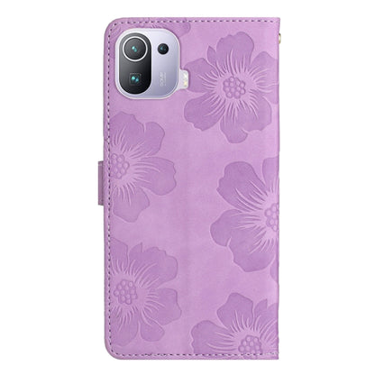 For Xiaomi Mi 11 Pro Flower Embossing Pattern Leather Phone Case(Purple) - Xiaomi Cases by buy2fix | Online Shopping UK | buy2fix