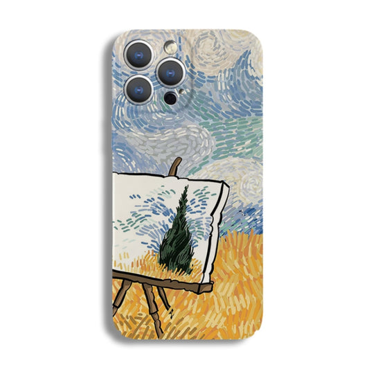 For iPhone 13 Precise Hole Oil Painting Pattern PC Phone Case(Landscape Painting) - iPhone 13 Cases by buy2fix | Online Shopping UK | buy2fix