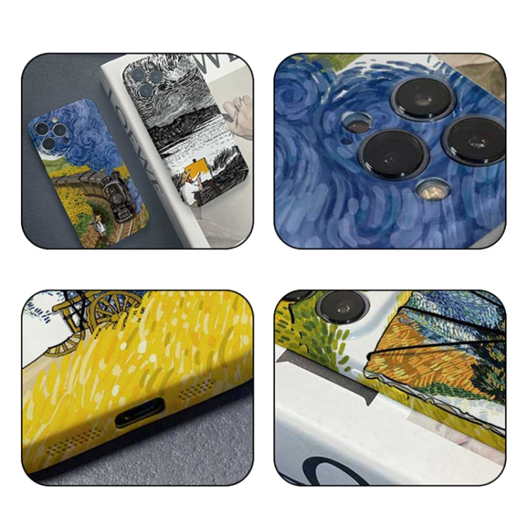 For iPhone 12 Precise Hole Oil Painting Pattern PC Phone Case(Evening Breeze) - iPhone 12 / 12 Pro Cases by buy2fix | Online Shopping UK | buy2fix