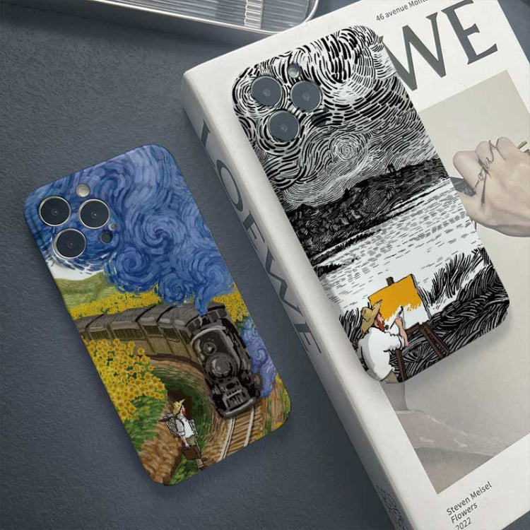 For iPhone SE 2022 / 2020 / 8 / 7 Precise Hole Oil Painting Pattern PC Phone Case(Evening Breeze) - iPhone SE 2022 / 2020 / 8 / 7 Cases by buy2fix | Online Shopping UK | buy2fix