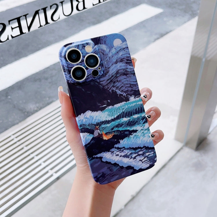 For iPhone 11 Pro Max Precise Hole Oil Painting Pattern PC Phone Case(Sea Wave) - iPhone 11 Pro Max Cases by buy2fix | Online Shopping UK | buy2fix