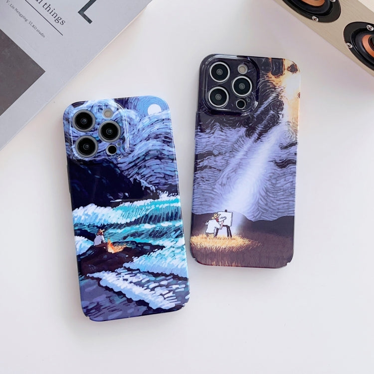 For iPhone XS Max Precise Hole Oil Painting Pattern PC Phone Case(Thinker) - More iPhone Cases by buy2fix | Online Shopping UK | buy2fix