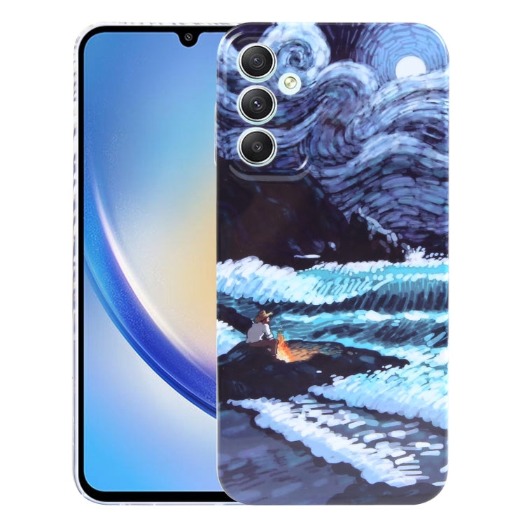 For Samsung Galaxy A34 5G Precise Hole Oil Painting Pattern PC Phone Case(Sea Wave) - Galaxy Phone Cases by buy2fix | Online Shopping UK | buy2fix