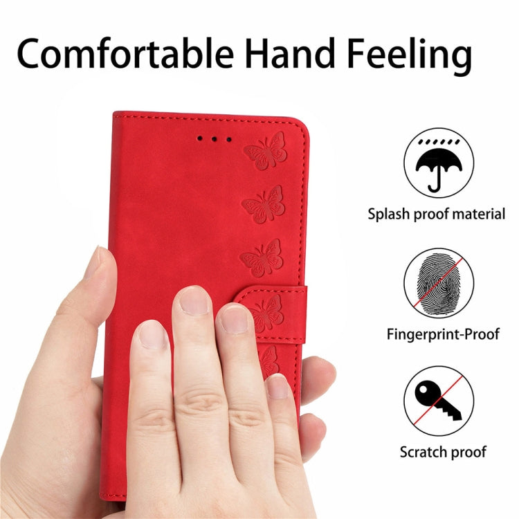 For Xiaomi Redmi Note 12 Pro 5G Global Seven Butterflies Embossed Leather Phone Case(Red) - Note 12 Pro Cases by buy2fix | Online Shopping UK | buy2fix