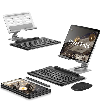 For Google Pixel Fold GKK Folding Bluetooth Keyboard + Holder + Pen + Mouse(Silver) - Google Cases by GKK | Online Shopping UK | buy2fix