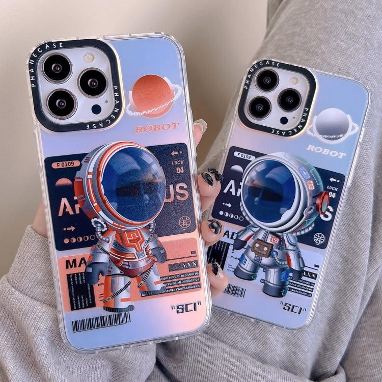 For iPhone XS / X Mechanical Astronaut Pattern TPU Phone Case(Blue) - More iPhone Cases by buy2fix | Online Shopping UK | buy2fix