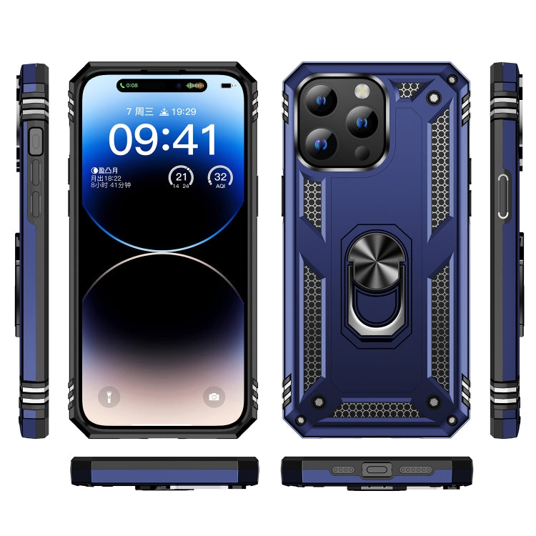 For iPhone 15 Plus Shockproof TPU + PC Phone Case with Holder(Blue) - iPhone 15 Plus Cases by buy2fix | Online Shopping UK | buy2fix