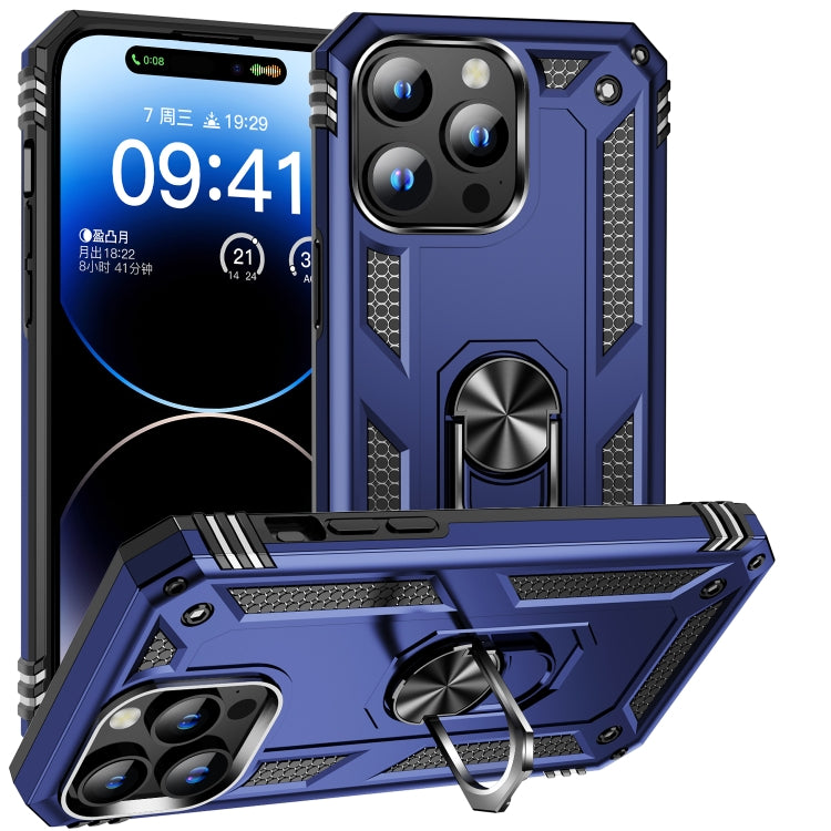 For iPhone 15 Pro Max Shockproof TPU + PC Phone Case with Holder(Blue) - iPhone 15 Pro Max Cases by buy2fix | Online Shopping UK | buy2fix