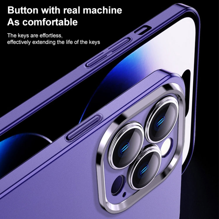 For iPhone 14 Pro Max Frosted Metal Material Phone Case with Lens Protection(Blue) - iPhone 14 Pro Max Cases by buy2fix | Online Shopping UK | buy2fix