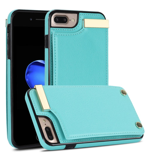 For iPhone 8 Plus / 7 Plus Metal Buckle Card Slots Phone Case(Green) - More iPhone Cases by buy2fix | Online Shopping UK | buy2fix