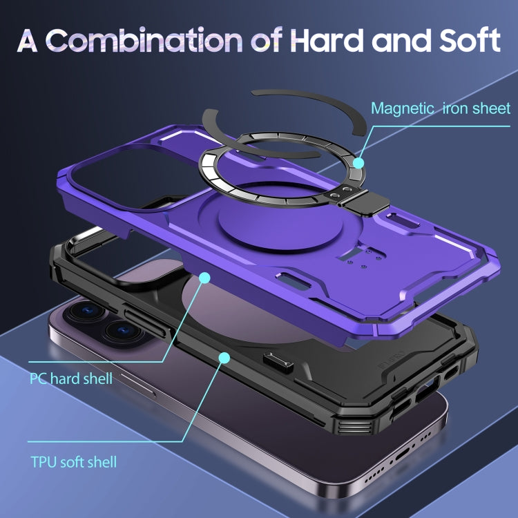 For iPhone 11 Patronus MagSafe Magnetic Holder Phone Case(Purple) - iPhone 11 Cases by buy2fix | Online Shopping UK | buy2fix