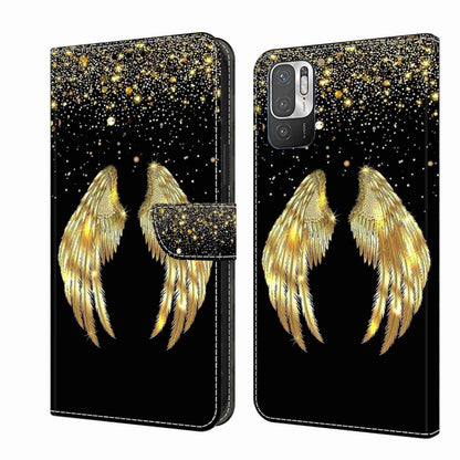 For Xiaomi Redmi Note 10 5G Crystal 3D Shockproof Protective Leather Phone Case(Golden Wings) - Xiaomi Cases by buy2fix | Online Shopping UK | buy2fix