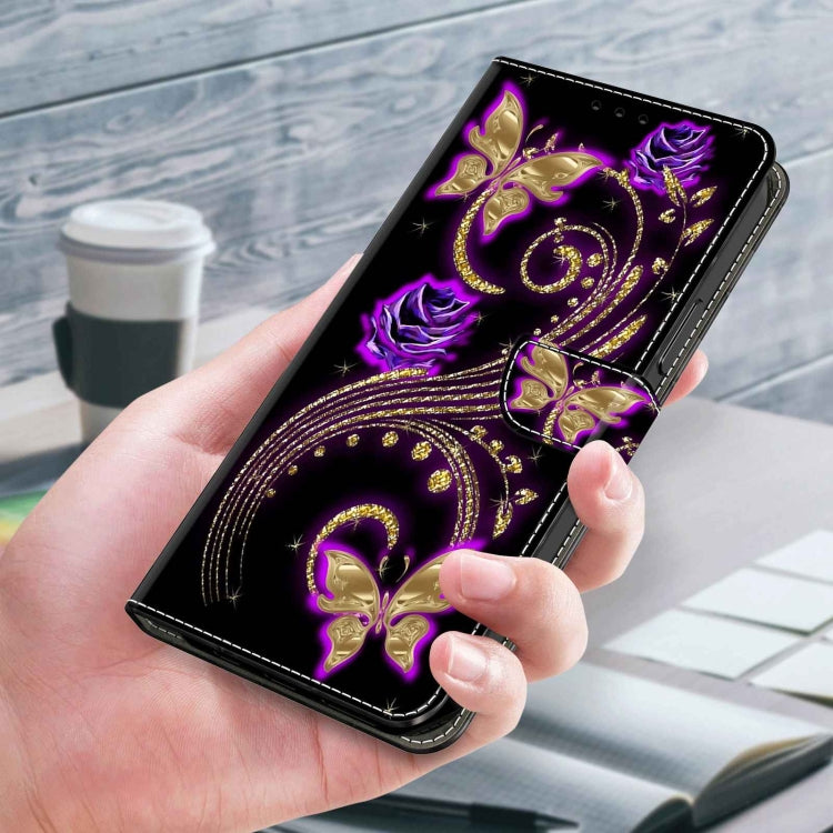 For Xiaomi Redmi Note 11 Pro 5G / 4G Global Crystal 3D Shockproof Protective Leather Phone Case(Purple Flower Butterfly) - Xiaomi Cases by buy2fix | Online Shopping UK | buy2fix