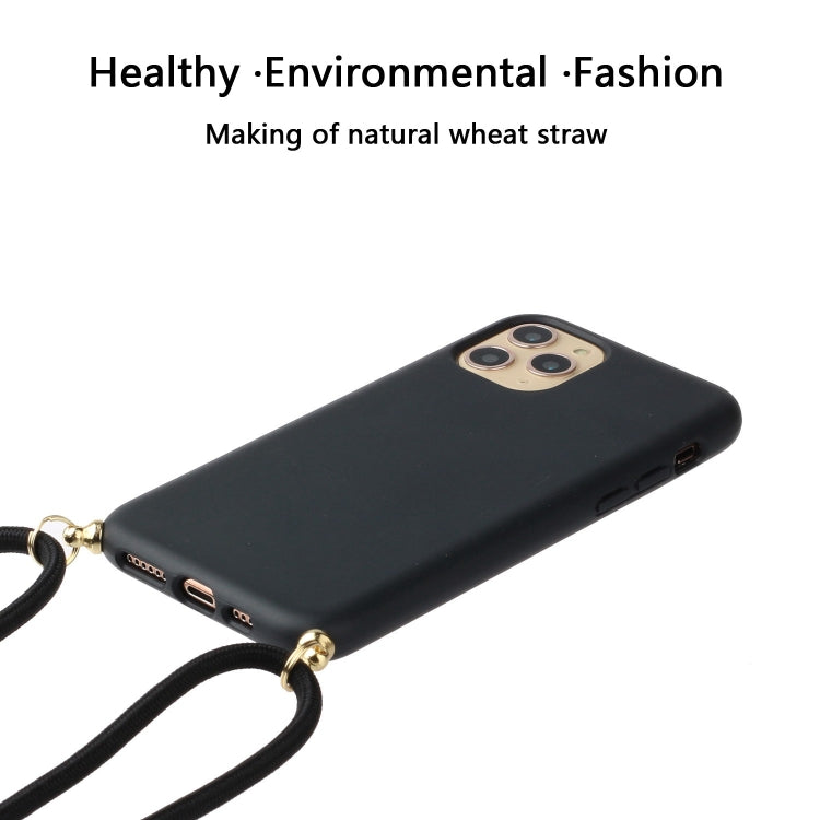 For iPhone 15 Pro Max Wheat Straw Material + TPU Phone Case with Lanyard(Black) - iPhone 15 Pro Max Cases by buy2fix | Online Shopping UK | buy2fix