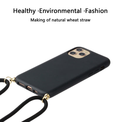 For iPhone 15 Pro Wheat Straw Material + TPU Phone Case with Lanyard(Black) - iPhone 15 Pro Cases by buy2fix | Online Shopping UK | buy2fix