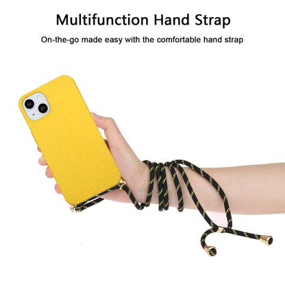 For iPhone 15 Plus Wheat Straw Material + TPU Phone Case with Lanyard(Yellow) - iPhone 15 Plus Cases by buy2fix | Online Shopping UK | buy2fix